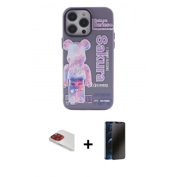 MARSİLYAN™- iPhone 13 Pro Max Kılıf Zirve Form Özel Seri - Siyah 3D Antistatik Hayalet Cam Ekran Koruyucu + Pers Alüminyum Kamera Lens - KI