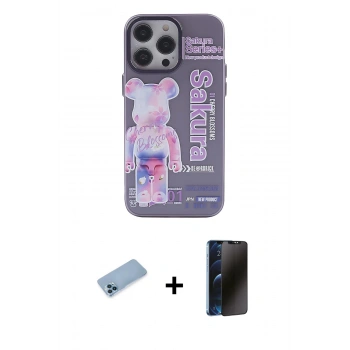 MARSİLYAN™- iPhone 13 Pro Max Kılıf Zirve Form Özel Seri - Siyah 3D Antistatik Hayalet Cam Ekran Koruyucu + Shine Kamera Lens Koruma Cam - MI