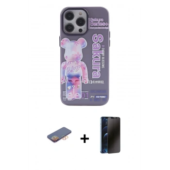 MARSİLYAN™- iPhone 13 Pro Max Kılıf Zirve Form Özel Seri - Siyah 3D Antistatik Hayalet Cam Ekran Koruyucu + Renkli Kamera Lens Koruma Cam - TU