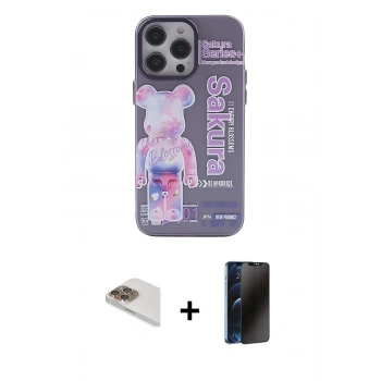 MARSİLYAN™- iPhone 13 Pro Max Kılıf Zirve Form Özel Seri - Siyah 3D Antistatik Hayalet Cam Ekran Koruyucu + Pers Alüminyum Kamera Lens - GD