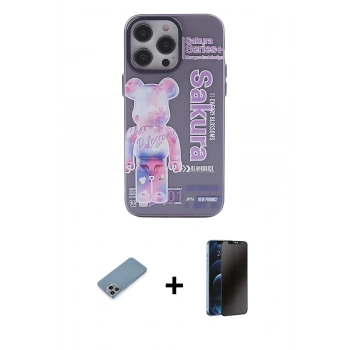 MARSİLYAN™- iPhone 13 Pro Max Kılıf Zirve Form Özel Seri - Siyah 3D Antistatik Hayalet Cam Ekran Koruyucu + Shine Kamera Lens Koruma Cam - GI