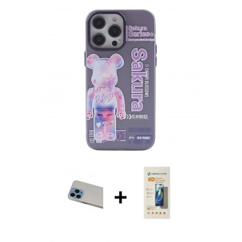 MARSİLYAN™- iPhone 13 Pro Max Kılıf Zirve Form Özel Seri - Siyah 6D Mat Seramik Hayalet Nano Ekran Koruyucu + Rainbow Kamera Lens Koruma Cam - MI