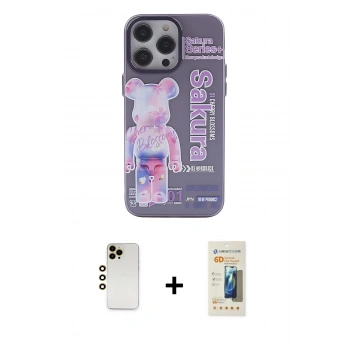 MARSİLYAN™- iPhone 13 Pro Max Kılıf Zirve Form Özel Seri - Siyah 6D Mat Seramik Hayalet Nano Ekran Koruyucu + Shine Kamera Lens - GD