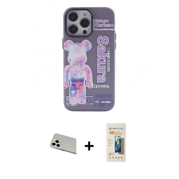 MARSİLYAN™- iPhone 13 Pro Max Kılıf Zirve Form Özel Seri - Siyah 6D Mat Seramik Hayalet Nano Ekran Koruyucu + Rainbow Kamera Lens Koruma Cam - BZ