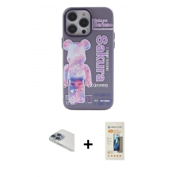 MARSİLYAN™- iPhone 13 Pro Max Kılıf Zirve Form Özel Seri - Siyah 6D Mat Seramik Hayalet Nano Ekran Koruyucu + Pers Alüminyum Kamera Lens - SABE