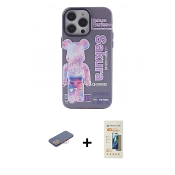 MARSİLYAN™- iPhone 13 Pro Max Kılıf Zirve Form Özel Seri - Siyah 6D Mat Seramik Hayalet Nano Ekran Koruyucu + Renkli Kamera Lens Koruma Cam - PE