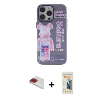 MARSİLYAN™- iPhone 13 Pro Max Kılıf Zirve Form Özel Seri - Siyah 6D Mat Seramik Hayalet Nano Ekran Koruyucu + Pers Alüminyum Kamera Lens - KI