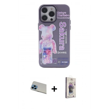 MARSİLYAN™- iPhone 13 Pro Max Kılıf Zirve Form Özel Seri - Siyah Bilvis 3D Cam Ekran Koruyucu + Rainbow Kamera Lens Koruma Cam - MI