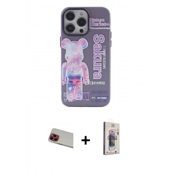 MARSİLYAN™- iPhone 13 Pro Max Kılıf Zirve Form Özel Seri - Siyah Bilvis 3D Cam Ekran Koruyucu + Rainbow Kamera Lens Koruma Cam - KI