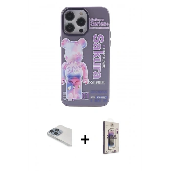 MARSİLYAN™- iPhone 13 Pro Max Kılıf Zirve Form Özel Seri - Siyah Bilvis 3D Cam Ekran Koruyucu + Pers Alüminyum Kamera Lens - SABE