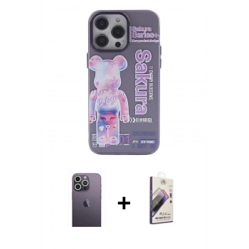 MARSİLYAN™- iPhone 13 Pro Max Kılıf Zirve Form Özel Seri - Siyah Bilvis 3D Mat Cam Ekran Koruyucu + Neon Fosforlu Kamera Lens - BZ