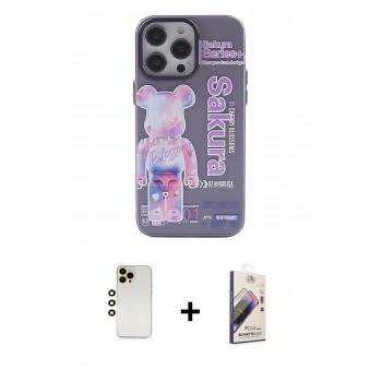 MARSİLYAN™- iPhone 13 Pro Max Kılıf Zirve Form Özel Seri - Siyah Bilvis 3D Mat Cam Ekran Koruyucu + Shine Kamera Lens - GD