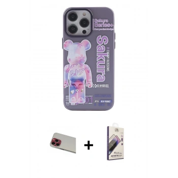 MARSİLYAN™- iPhone 13 Pro Max Kılıf Zirve Form Özel Seri - Siyah Bilvis 3D Mat Cam Ekran Koruyucu + Rainbow Kamera Lens Koruma Cam - KI
