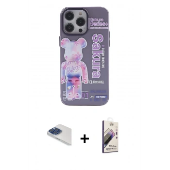 MARSİLYAN™- iPhone 13 Pro Max Kılıf Zirve Form Özel Seri - Siyah Bilvis 3D Mat Cam Ekran Koruyucu + Pers Alüminyum Kamera Lens - LT