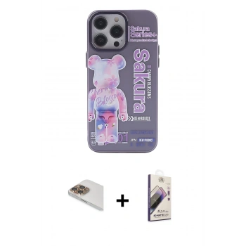 MARSİLYAN™- iPhone 13 Pro Max Kılıf Zirve Form Özel Seri - Siyah Bilvis 3D Mat Cam Ekran Koruyucu + Pers Alüminyum Kamera Lens - GD