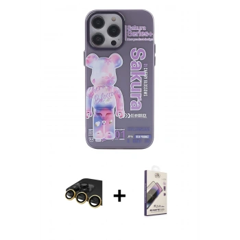 MARSİLYAN™- iPhone 13 Pro Max Kılıf Zirve Form Özel Seri - Siyah Bilvis 3D Mat Cam Ekran Koruyucu + Raze Metal Kamera Lens - GD