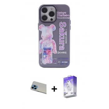 MARSİLYAN™- iPhone 13 Pro Max Kılıf Zirve Form Özel Seri - Siyah Bilvis 5in1 3D Magic Cam Ekran Koruyucu + Rainbow Kamera Lens Koruma Cam - MI