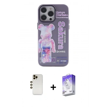 MARSİLYAN™- iPhone 13 Pro Max Kılıf Zirve Form Özel Seri - Siyah Bilvis 5in1 3D Magic Cam Ekran Koruyucu + Shine Kamera Lens - GD