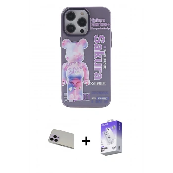 MARSİLYAN™- iPhone 13 Pro Max Kılıf Zirve Form Özel Seri - Siyah Bilvis 5in1 3D Magic Cam Ekran Koruyucu + Rainbow Kamera Lens Koruma Cam - MR