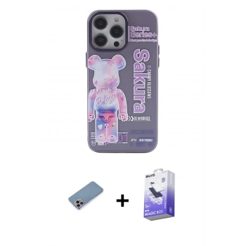 MARSİLYAN™- iPhone 13 Pro Max Kılıf Zirve Form Özel Seri - Siyah Bilvis 5in1 5D Magic Hayalet Cam Ekran Koruyucu + Shine Kamera Lens Koruma Cam - PE