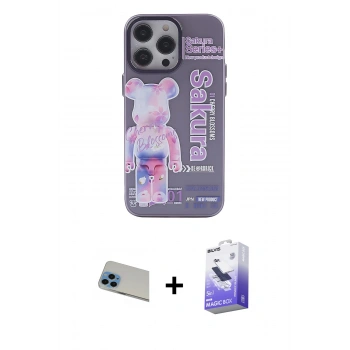 MARSİLYAN™- iPhone 13 Pro Max Kılıf Zirve Form Özel Seri - Siyah Bilvis 5in1 5D Magic Hayalet Cam Ekran Koruyucu + Rainbow Kamera Lens Koruma Cam - MI