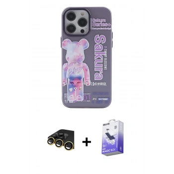 MARSİLYAN™- iPhone 13 Pro Max Kılıf Zirve Form Özel Seri - Siyah Bilvis 5in1 5D Magic Hayalet Cam Ekran Koruyucu + Raze Metal Kamera Lens - GD