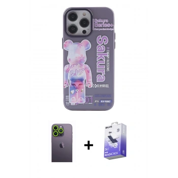 MARSİLYAN™- iPhone 13 Pro Max Kılıf Zirve Form Özel Seri - Siyah Bilvis 5in1 5D Magic Hayalet Cam Ekran Koruyucu + Neon Fosforlu Kamera Lens - YL