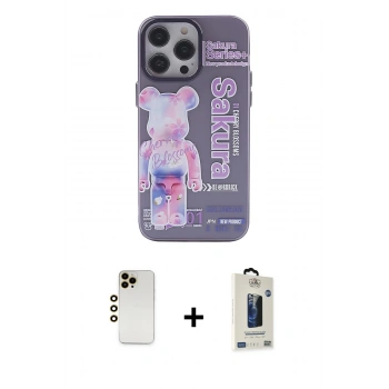MARSİLYAN™- iPhone 13 Pro Max Kılıf Zirve Form Özel Seri - Siyah Bilvis Hayalet Cam Ekran Koruyucu + Shine Kamera Lens - GD