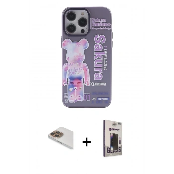 MARSİLYAN™- iPhone 13 Pro Max Kılıf Zirve Form Özel Seri - Siyah Bilvis Hayalet Cam Ekran Koruyucu + Pers Alüminyum Kamera Lens - GD