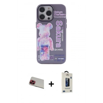 MARSİLYAN™- iPhone 13 Pro Max Kılıf Zirve Form Özel Seri - Siyah Bilvis Hayalet Cam Ekran Koruyucu + Rainbow Kamera Lens Koruma Cam - KI