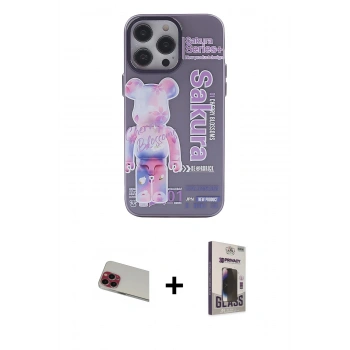 MARSİLYAN™- iPhone 13 Pro Max Kılıf Zirve Form Özel Seri - Siyah Bilvis Hayalet Cam Ekran Koruyucu + Rainbow Kamera Lens Koruma Cam - KI