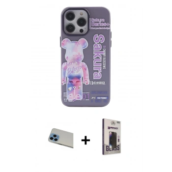 MARSİLYAN™- iPhone 13 Pro Max Kılıf Zirve Form Özel Seri - Siyah Bilvis Hayalet Cam Ekran Koruyucu + Rainbow Kamera Lens Koruma Cam - MI