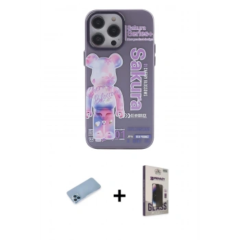 MARSİLYAN™- iPhone 13 Pro Max Kılıf Zirve Form Özel Seri - Siyah Bilvis Hayalet Cam Ekran Koruyucu + Shine Kamera Lens Koruma Cam - MI