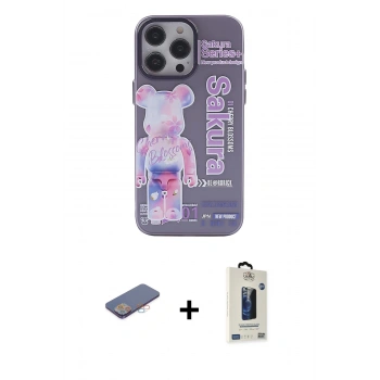 MARSİLYAN™- iPhone 13 Pro Max Kılıf Zirve Form Özel Seri - Siyah Bilvis Hayalet Cam Ekran Koruyucu + Renkli Kamera Lens Koruma Cam - PE