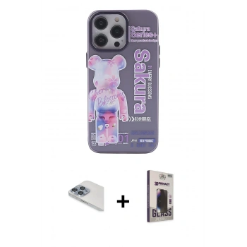 MARSİLYAN™- iPhone 13 Pro Max Kılıf Zirve Form Özel Seri - Siyah Bilvis Hayalet Cam Ekran Koruyucu + Pers Alüminyum Kamera Lens - SABE