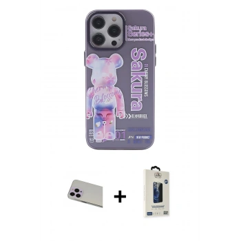 MARSİLYAN™- iPhone 13 Pro Max Kılıf Zirve Form Özel Seri - Siyah Bilvis Hayalet Cam Ekran Koruyucu + Rainbow Kamera Lens Koruma Cam - MR