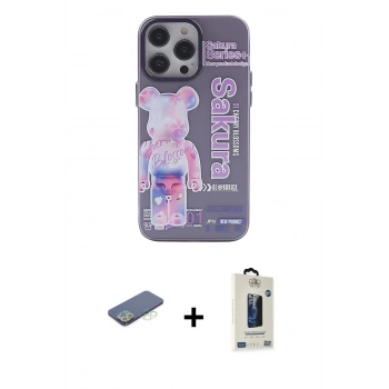MARSİLYAN™- iPhone 13 Pro Max Kılıf Zirve Form Özel Seri - Siyah Bilvis Hayalet Cam Ekran Koruyucu + Renkli Kamera Lens Koruma Cam - YL