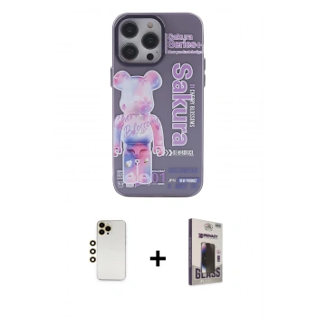 MARSİLYAN™- iPhone 13 Pro Max Kılıf Zirve Form Özel Seri - Siyah Bilvis Hayalet Cam Ekran Koruyucu + Shine Kamera Lens - GD
