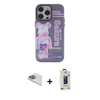 MARSİLYAN™- iPhone 13 Pro Max Kılıf Zirve Form Özel Seri - Siyah Bilvis Hayalet Cam Ekran Koruyucu + Pers Alüminyum Kamera Lens - SABE