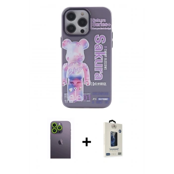 MARSİLYAN™- iPhone 13 Pro Max Kılıf Zirve Form Özel Seri - Siyah Bilvis Hayalet Cam Ekran Koruyucu + Neon Fosforlu Kamera Lens - YL