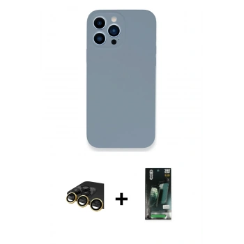MARSİLYAN™- iPhone 13 Pro Max Kılıf Zirve Modern Özel Seri - Şeffaf 360 Full Body Arka Koruyucu + Raze Metal Kamera Lens - GD