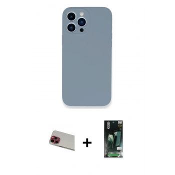 MARSİLYAN™- iPhone 13 Pro Max Kılıf Zirve Modern Özel Seri - Şeffaf 360 Full Body Arka Koruyucu + Rainbow Kamera Lens Koruma Cam - KI