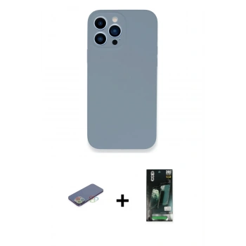 MARSİLYAN™- iPhone 13 Pro Max Kılıf Zirve Modern Özel Seri - Şeffaf 360 Full Body Arka Koruyucu + Renkli Kamera Lens Koruma Cam - MI