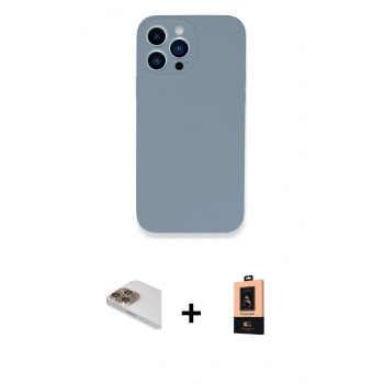MARSİLYAN™- iPhone 13 Pro Max Kılıf Zirve Modern Özel Seri - Şeffaf Maxco Cam Ekran Koruyucu + Pers Alüminyum Kamera Lens - GD