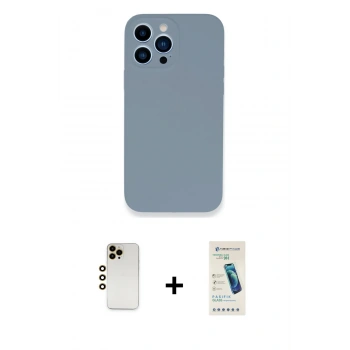 MARSİLYAN™- iPhone 13 Pro Max Kılıf Zirve Modern Özel Seri - Şeffaf Pasifik Cam Ekran Koruyucu + Shine Kamera Lens - GD