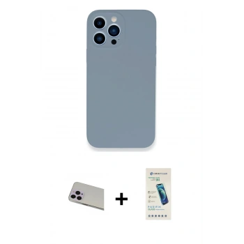 MARSİLYAN™- iPhone 13 Pro Max Kılıf Zirve Modern Özel Seri - Şeffaf Pasifik Cam Ekran Koruyucu + Rainbow Kamera Lens Koruma Cam - MR