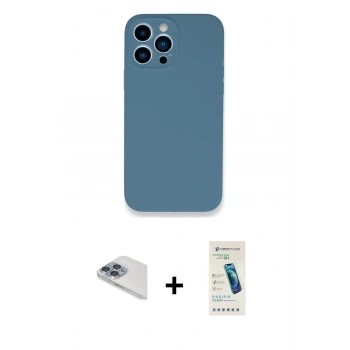 MARSİLYAN™- iPhone 13 Pro Max Kılıf Zirve Modern Özel Seri - Şeffaf Pasifik Cam Ekran Koruyucu + Pers Alüminyum Kamera Lens - SABE