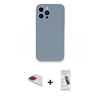 MARSİLYAN™- iPhone 13 Pro Max Kılıf Zirve Modern Özel Seri - Şeffaf Pasifik Cam Ekran Koruyucu + Pers Alüminyum Kamera Lens - KI