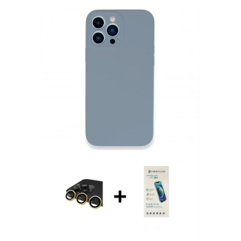 MARSİLYAN™- iPhone 13 Pro Max Kılıf Zirve Modern Özel Seri - Şeffaf Pasifik Cam Ekran Koruyucu + Raze Metal Kamera Lens - GD