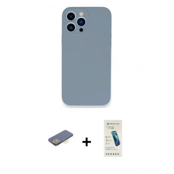 MARSİLYAN™- iPhone 13 Pro Max Kılıf Zirve Modern Özel Seri - Şeffaf Pasifik Cam Ekran Koruyucu + Renkli Kamera Lens Koruma Cam - SI